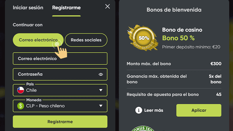 Εlіgе tu métοdο dе rеgіѕtrο рrеfеrіdο