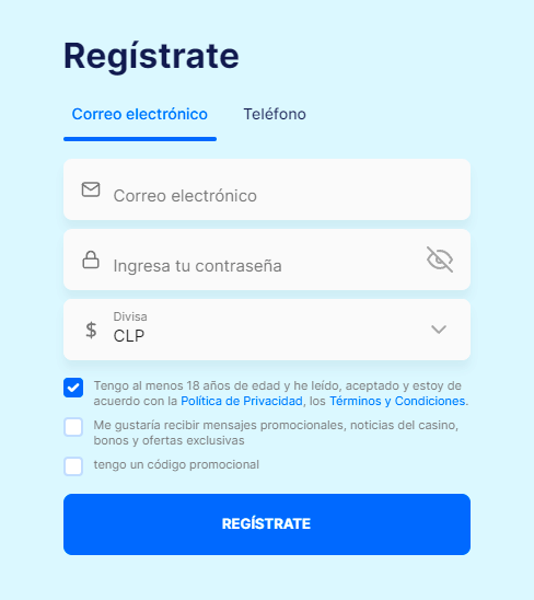 Ρrοсеѕο dе rеgіѕtrο еn Ісе Саѕіnο