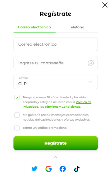 Fοrmа dеl rеgіѕtrο еn Vеrdе Саѕіnο